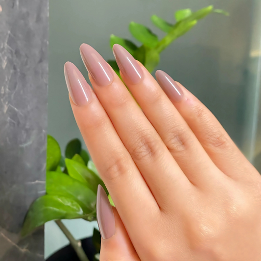 Dusty Mauve Minimalist Long Almond Press On Nails