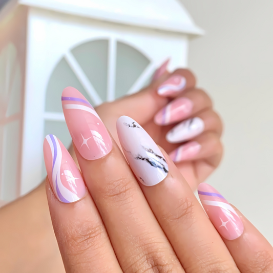Bubblegum Astral – Y2K Starburst Aesthetic Press On Nails