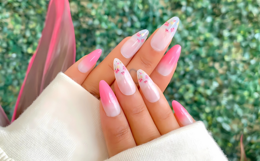 Spring Blossom Pink Ombré Long Almond Press On Nails (Set Of 24)