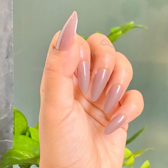 Dusty Mauve Minimalist Long Almond Press On Nails