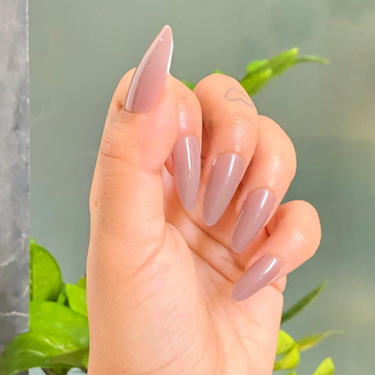 Dusty Mauve Minimalist Long Almond Press On Nails