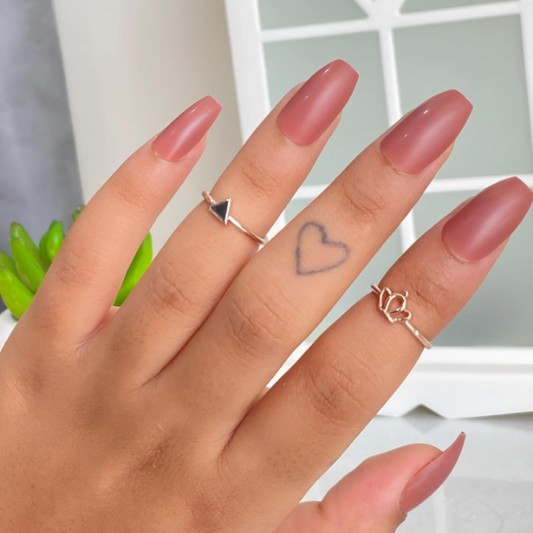 Cashmere Rose Medium Coffin Matte Finish Press On Nails