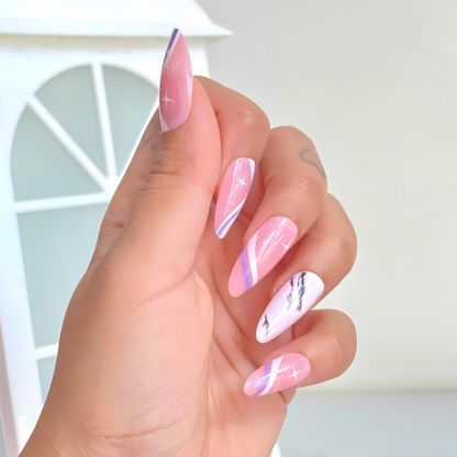 Bubblegum Astral – Y2K Starburst Aesthetic Press On Nails