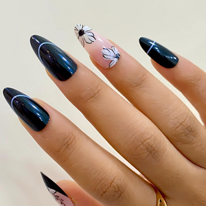 Midnight Poison – Dark Floral Aesthetic Press-On Nails (Baddie Edit)
