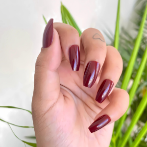 Midnight Cherry Medium Coffin High-Shine Press On Nails