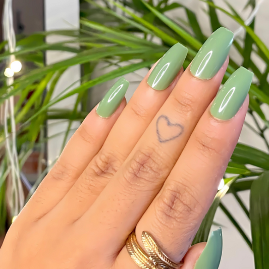 Sage Oasis Medium Coffin High-Shine Press On Nails