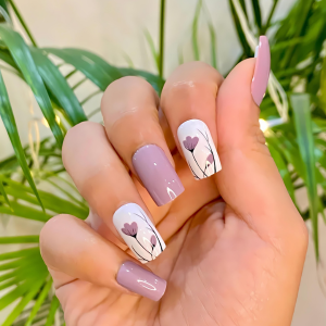 Gardenia Lilac - Short Square, UV Gel Glossy