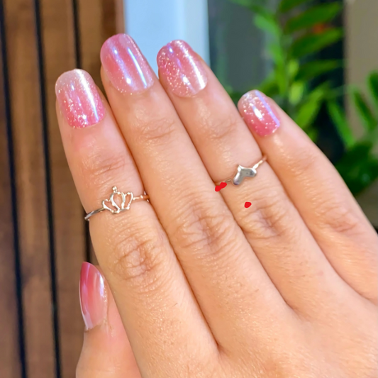 Pink Aurora Shimmer Short Round Press On Nails (Set Of 24)