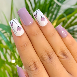 Gardenia Lilac - Short Square, UV Gel Glossy