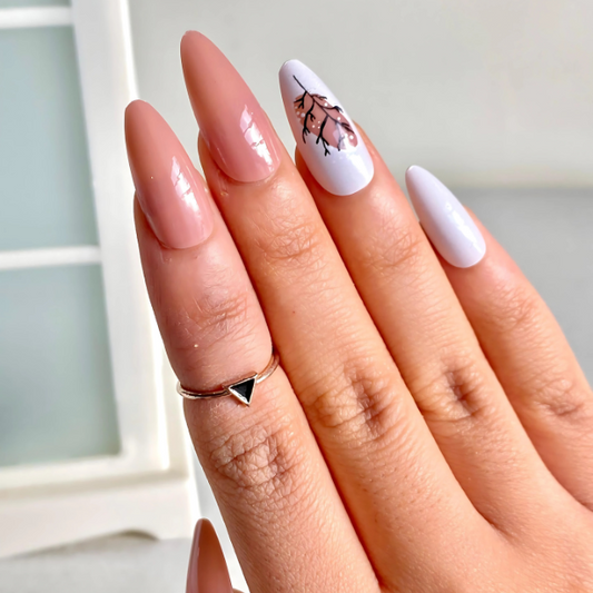 Barely Botanical Long Almond High-Gloss Press On Nails