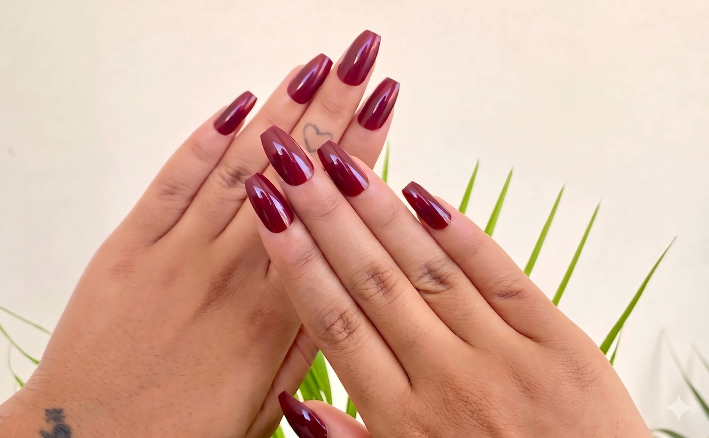 Midnight Cherry Medium Coffin High-Shine Press On Nails