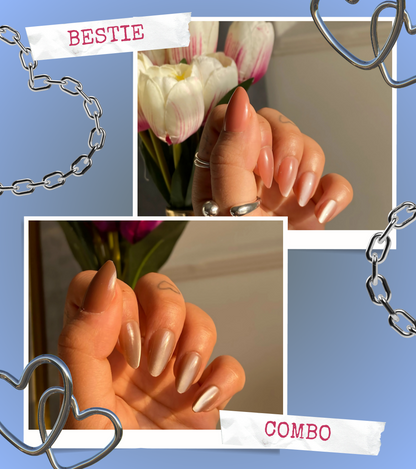 Spiced Latte Glaze & Petal Dew Almond, Velvet Cat-Eye Press On Nails Combo (Set Of 24 each)